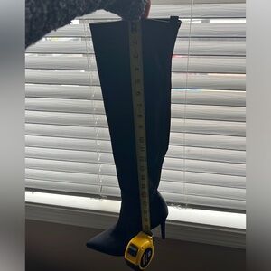 Nine West 7.5 black satin over the knee boot. Stiletto heel